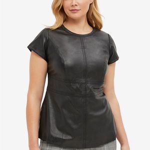 NWT Ellos Leather Top size 28 fits like 24-26